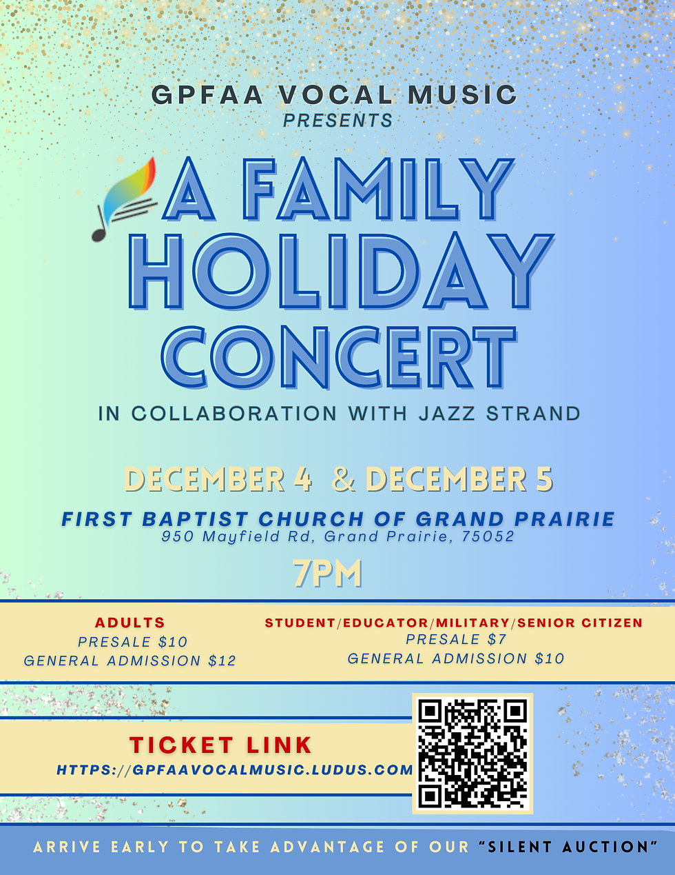 HS/MS: Holiday Concert, Thursday, December 4th and Friday, December 5th at 7:00 pm
