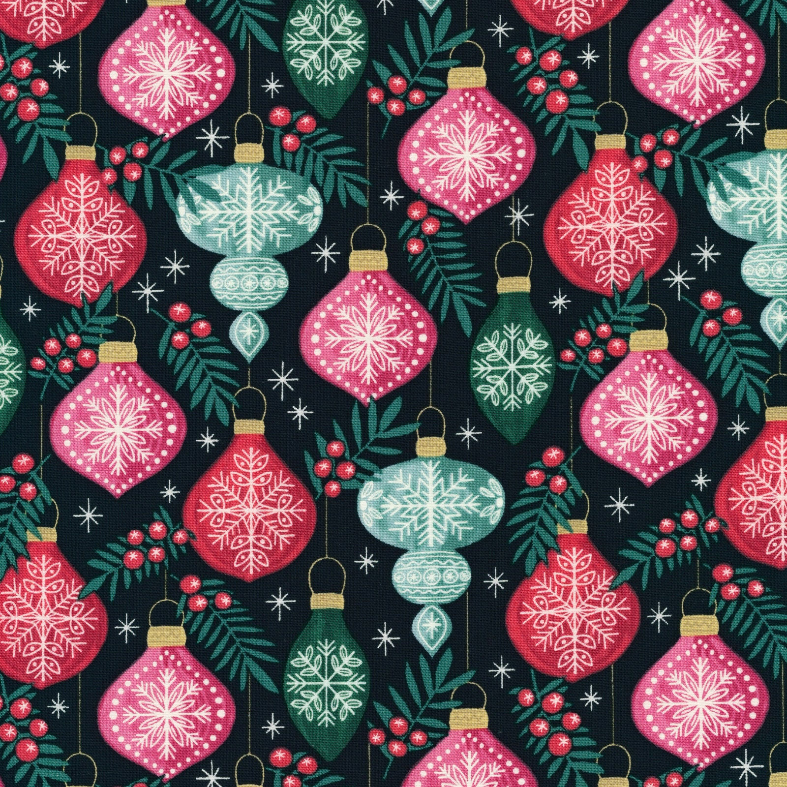 Winter Wonderland Berries & Baubles by Helen Bowler | Half-yard