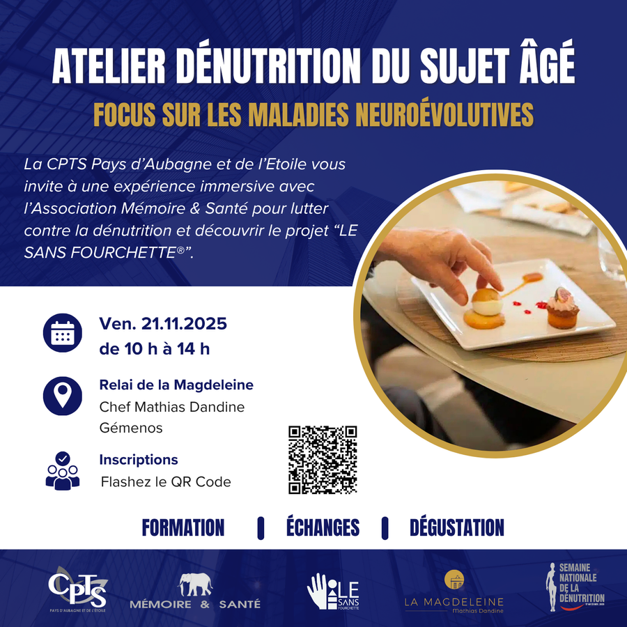 Affiche : SEMAINE DE LA DENUTRITION - LE SANS FOURCHETTE® CPTS Vendredi 21 NOVEMBRE 10H-14H00-Relai de la MAGDELEINE