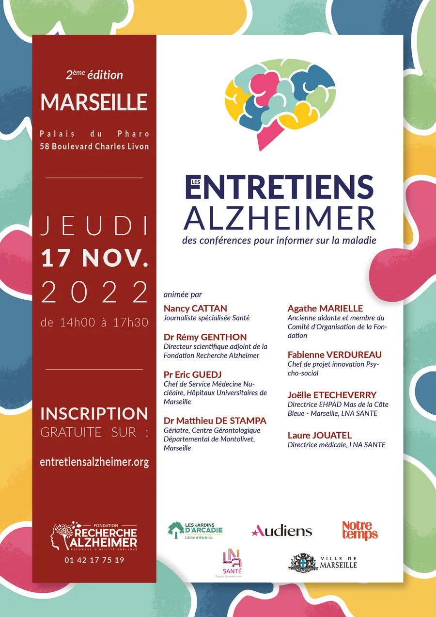 Affiche : CONFÉRENCE : LES ENTRETIENS ALZHEIMER MARSEILLE Invitation par la FONDATION RECHERCHE ALZEIMER