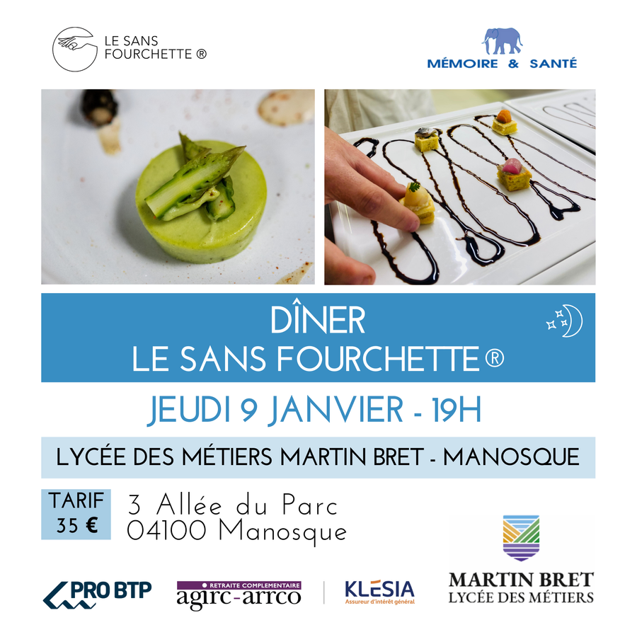 Affiche : LE SANS FOURCHETTE® DINER-JEUDI 09 JANVIER 2025