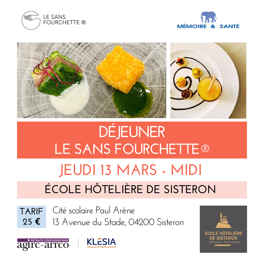 Affiche : LE SANS FOURCHETTE® DEJEUNER du JEUDI 13 MARS 2025