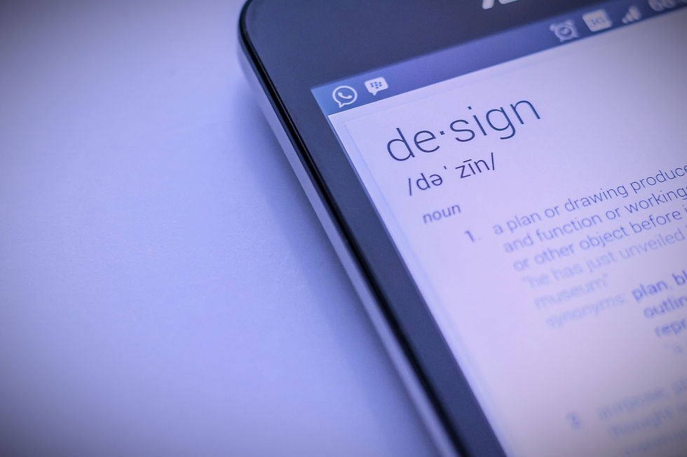 A phone screen displaying a search result for the word "design"