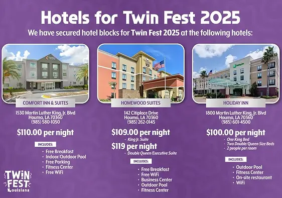 Twin Fest Louisiana nearby Hotels in Houma