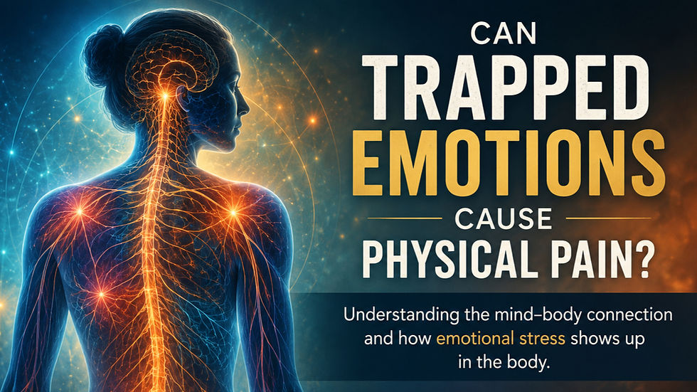 Human nervous system illustration showing the connection between trapped emotions, stress, and physical pain.