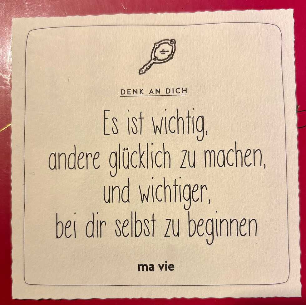 "Ich bin der wichtigste Mensch in meinem Leben."