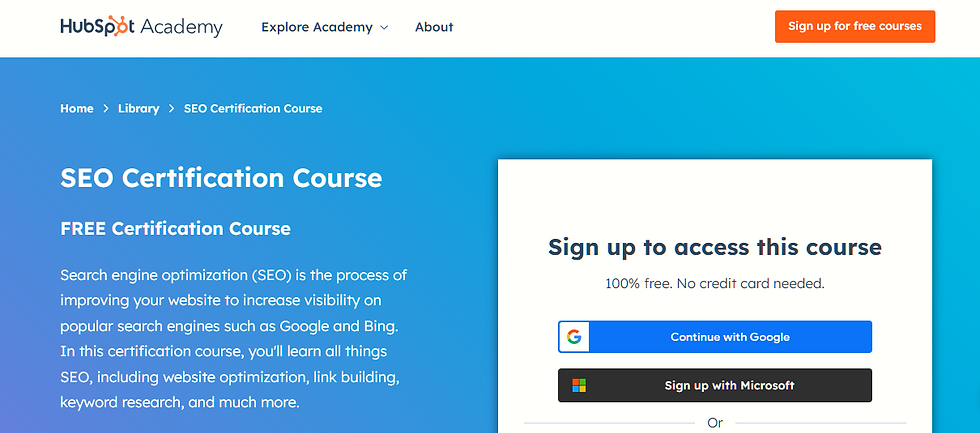BuildThatSkill - The best Free and affordable online SEO courses in 2024 - Hubspot Academy
