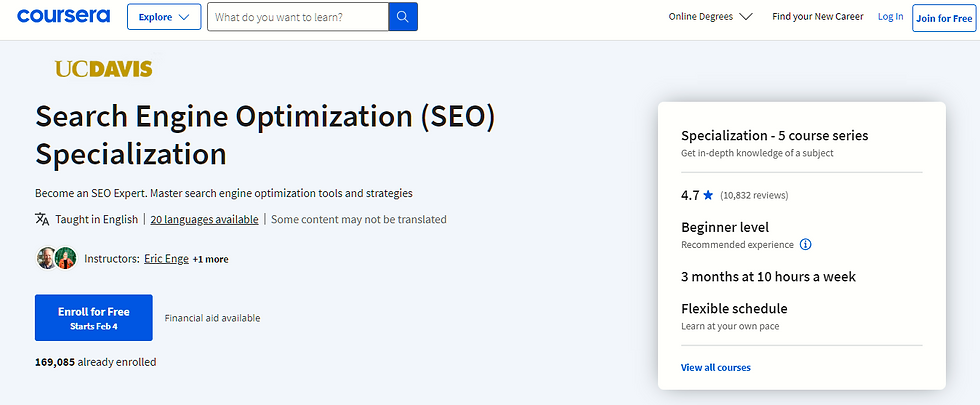 BuildThatSkill - The best Free and affordable online SEO courses in 2024 - UCDavis Coursera