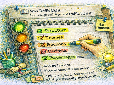 Example of traffic lighting the previous example topics with a highlighter.