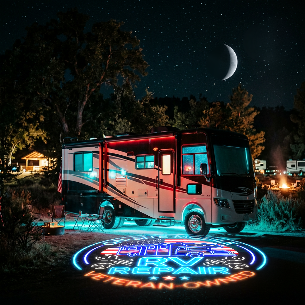 Veteran-owned mobile RV repair service at night