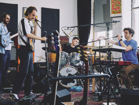 A Band setting up for a Live Recording