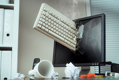 Smashed screen caused by stress.