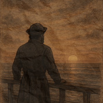 Albuquerque contempla o horizonte que reflete o peso da missão e a solidão de quem serve entre o dever e o destino.