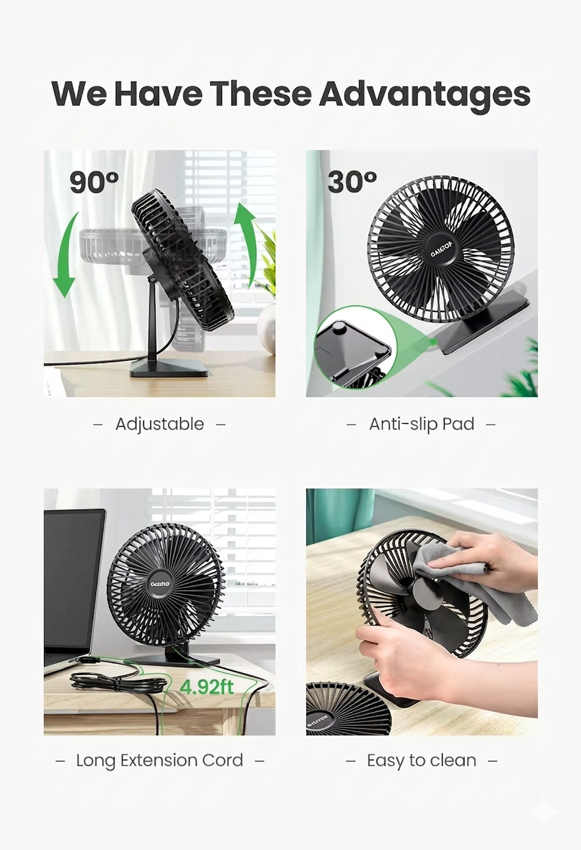 Thumbnail: Portable Mini USB Fan — Desk & Travel