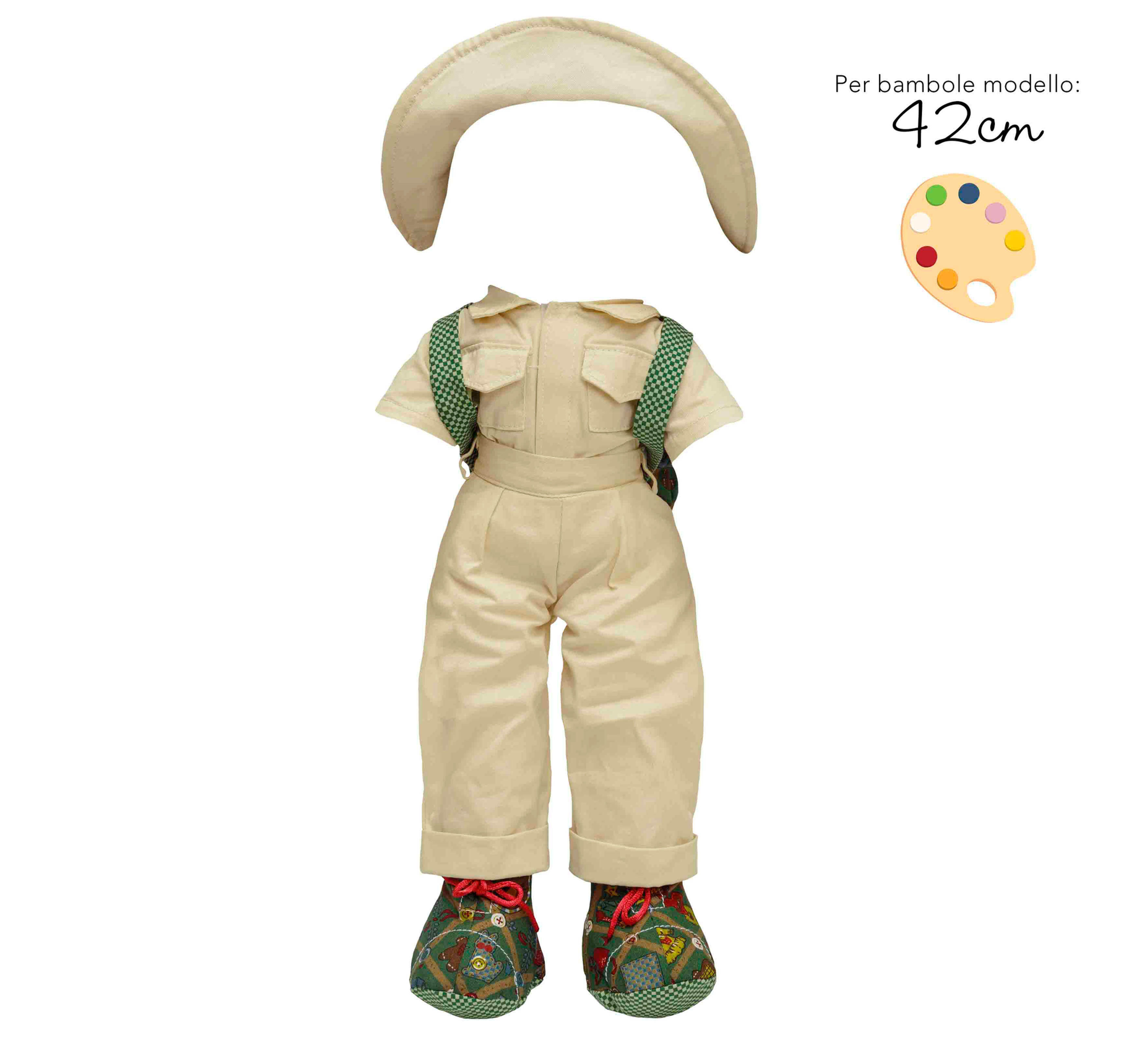 Vestito color sabbia con pantaloni e cappello