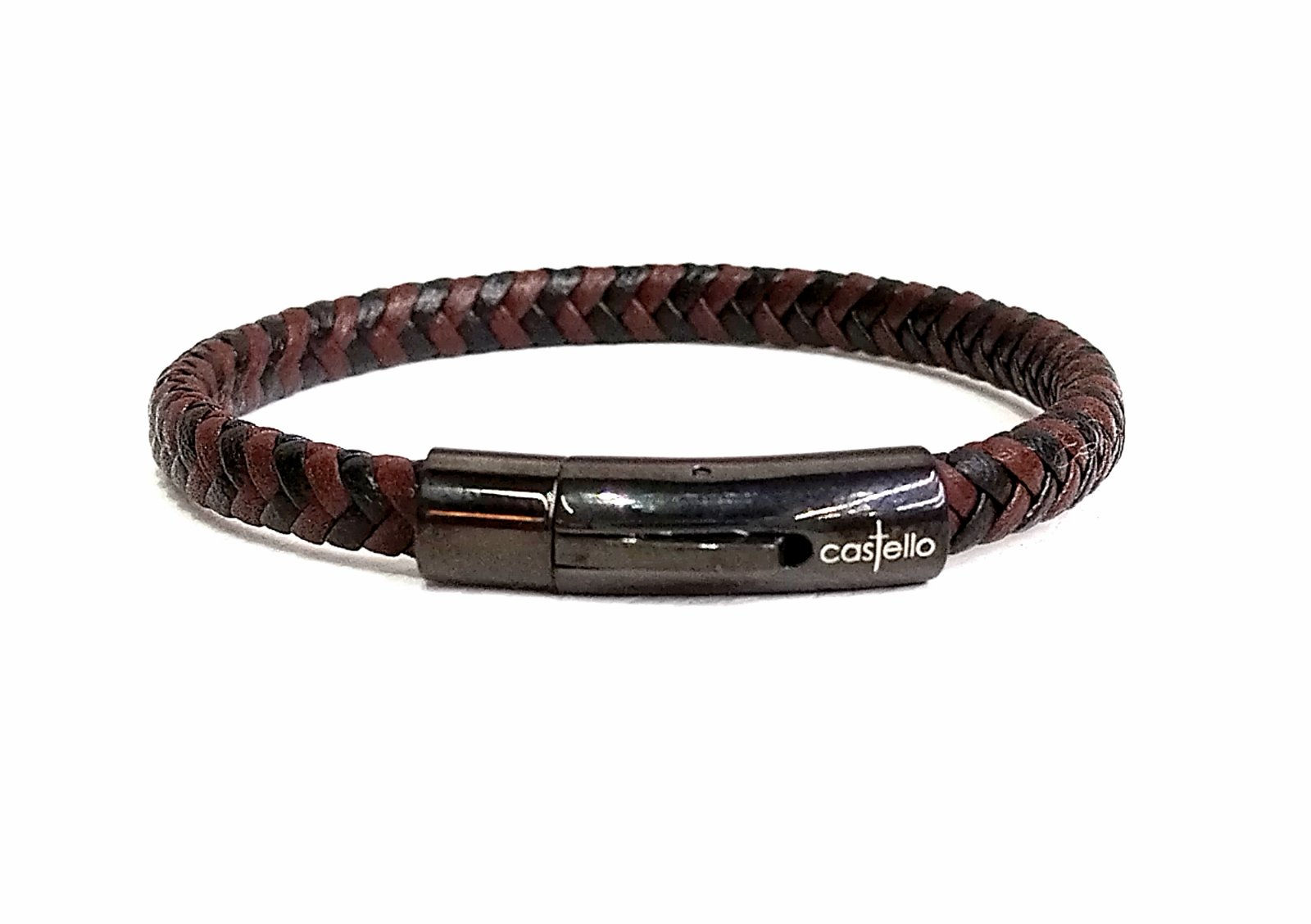 Leather and stainless steel bracelet