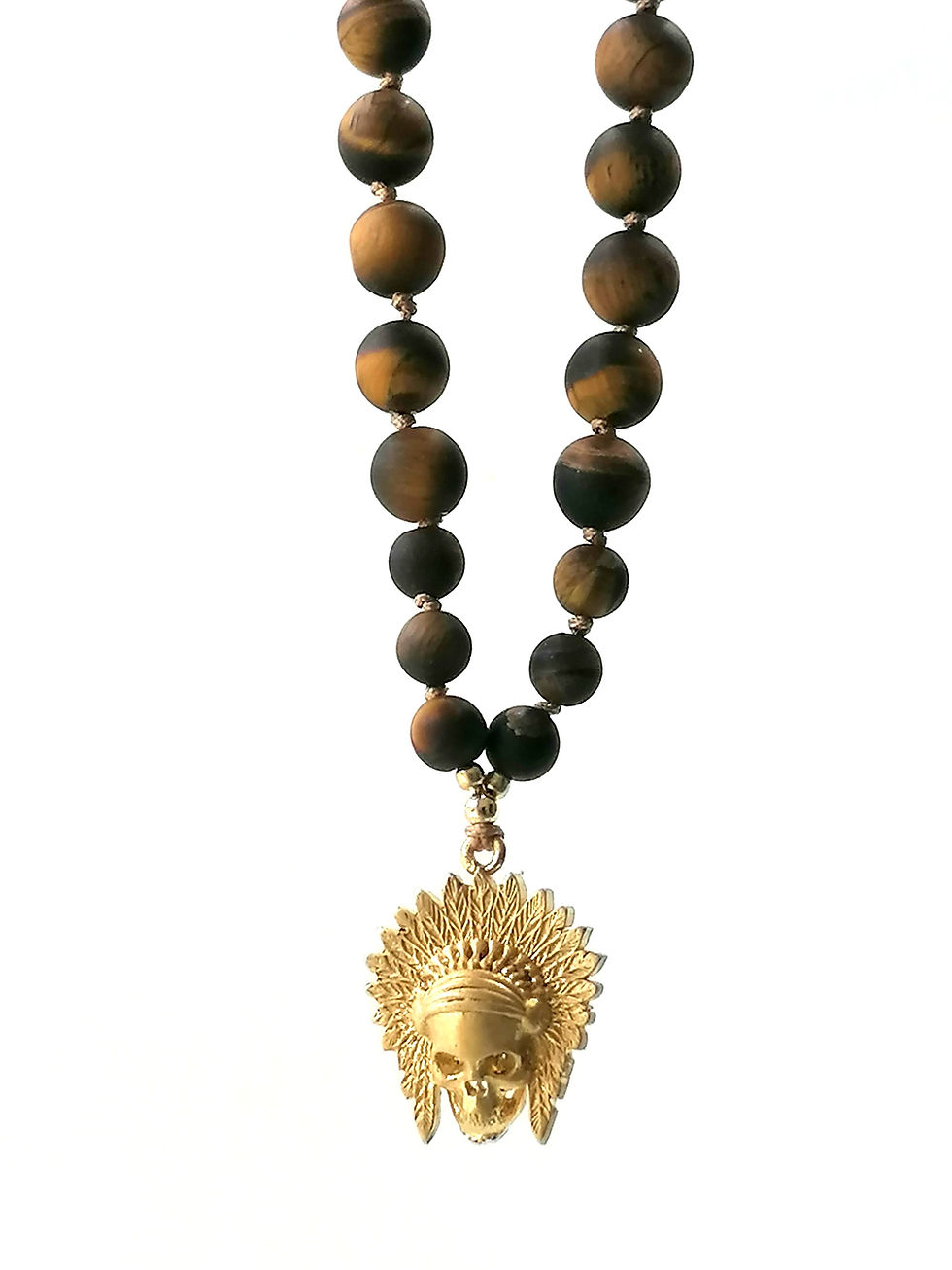 Thumbnail: Necklace Indian, Skull Silver 925, Onyx stone