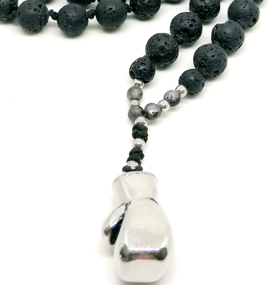 Thumbnail: Necklace  Glove box, Stainless Steel, Lava stone