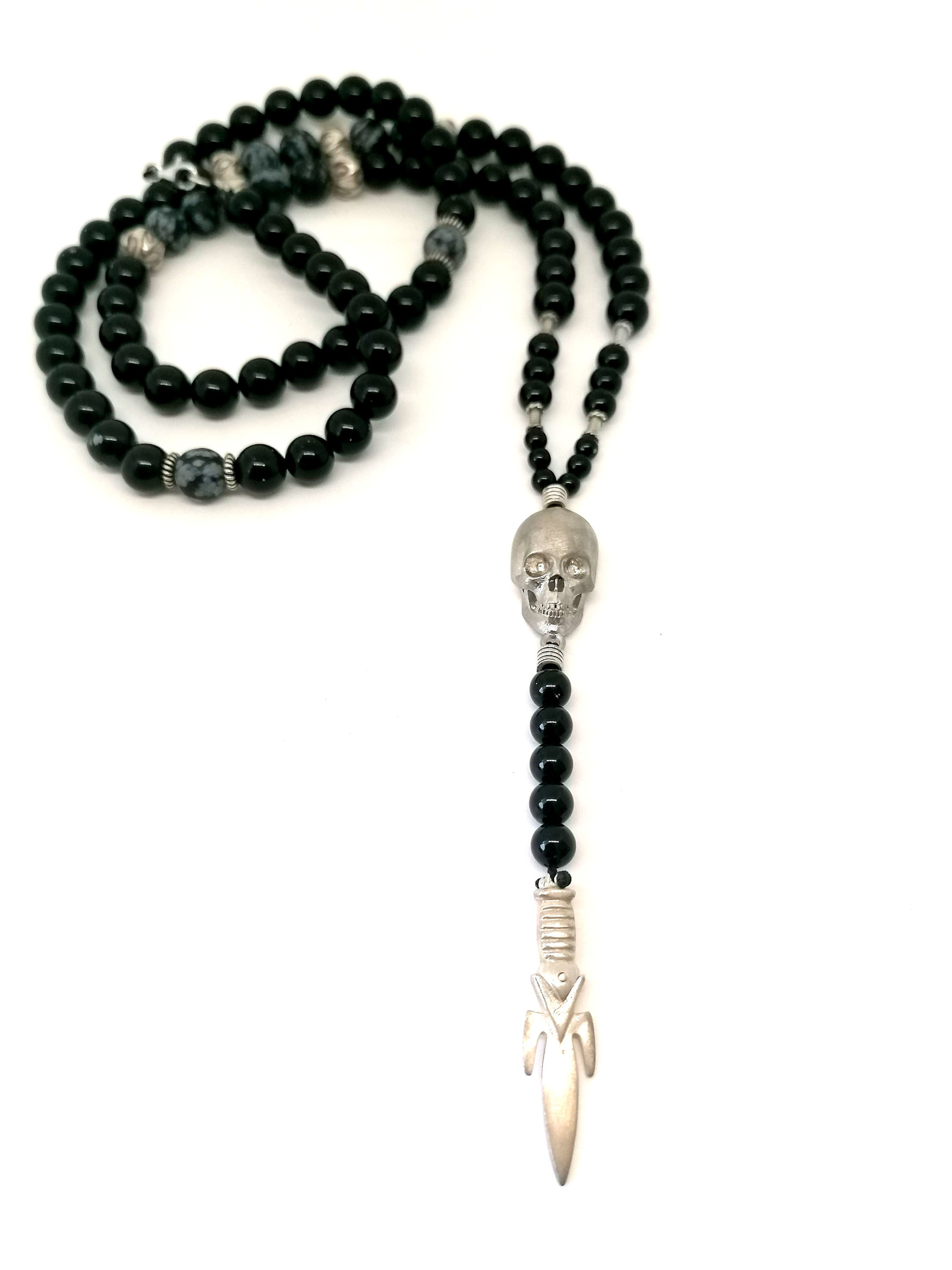 Rosary Sparta Helmut, Silver 925, Onyx stone