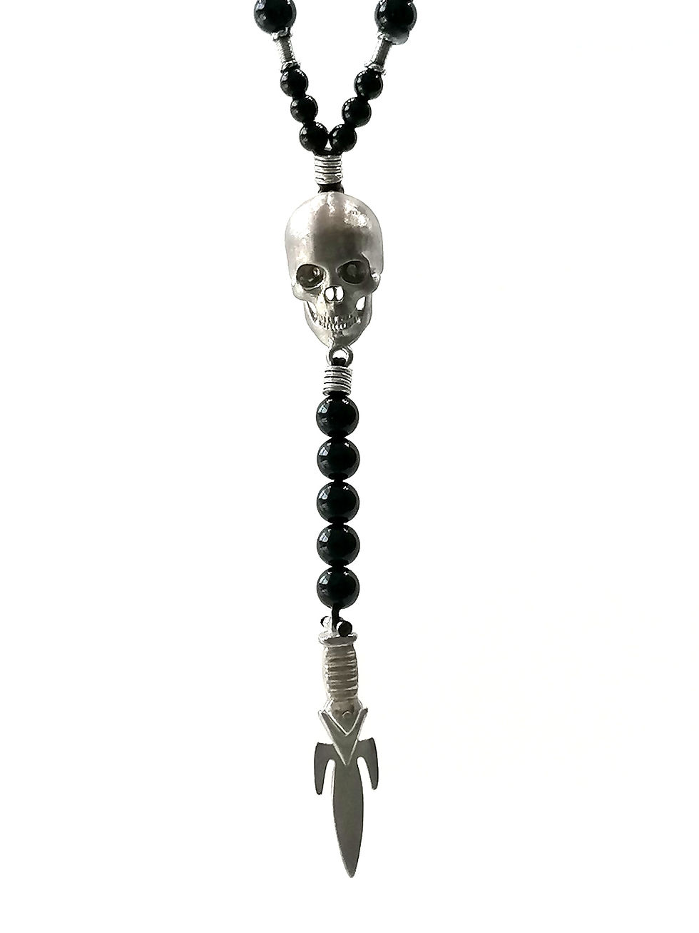 Thumbnail: Rosary Sparta Helmut, Silver 925, Onyx stone
