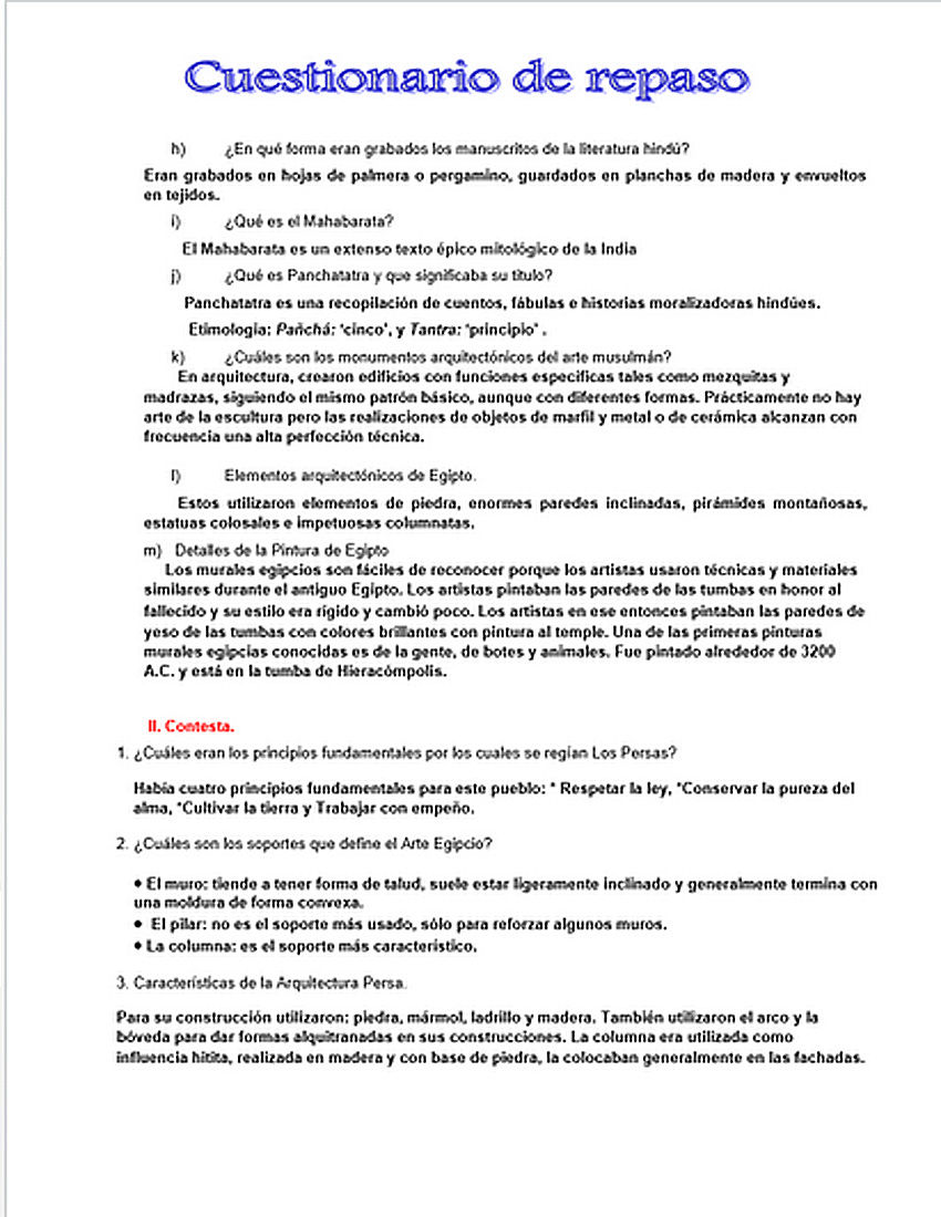 Cuestionario Primera Evalución