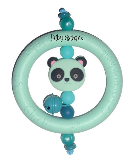 Beissring "Liebe Glück Geborgenheit" mit Panda und Glöggli