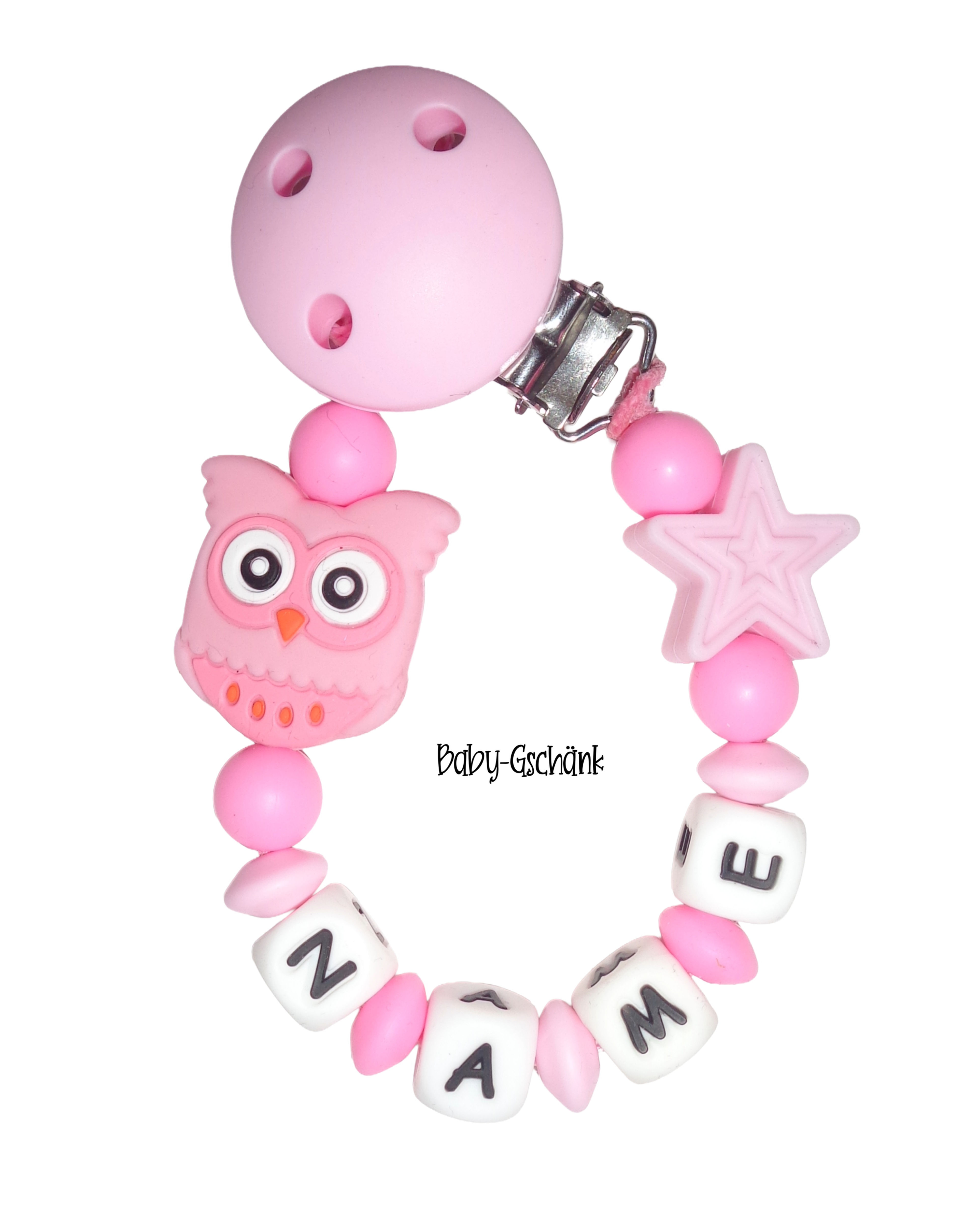 Silikonnuggikette mit Eule und Doppelstern