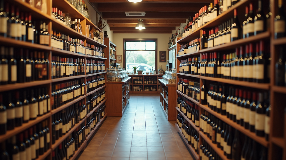 Eye-level view of Briffa Wine Selections store interior