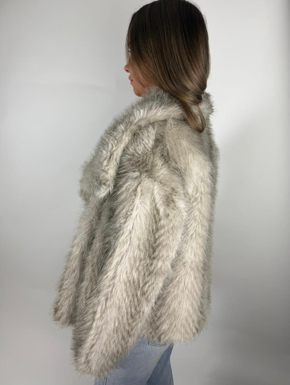 Thumbnail: Speckled Oversized Faux Fur Jacket