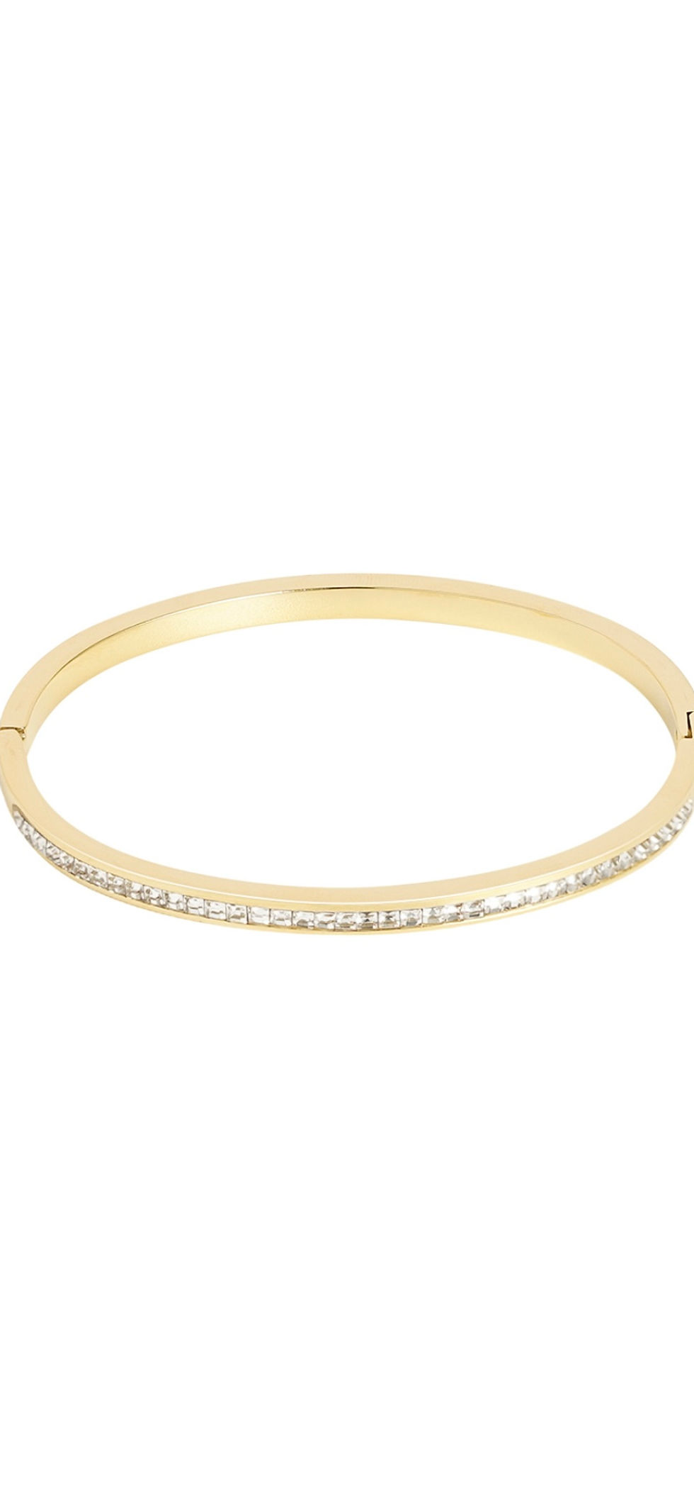 Goldener Armreif mit Diamanten, elegantes Schmuckstück, Glitter Bracelet , weißer Hintergrund.