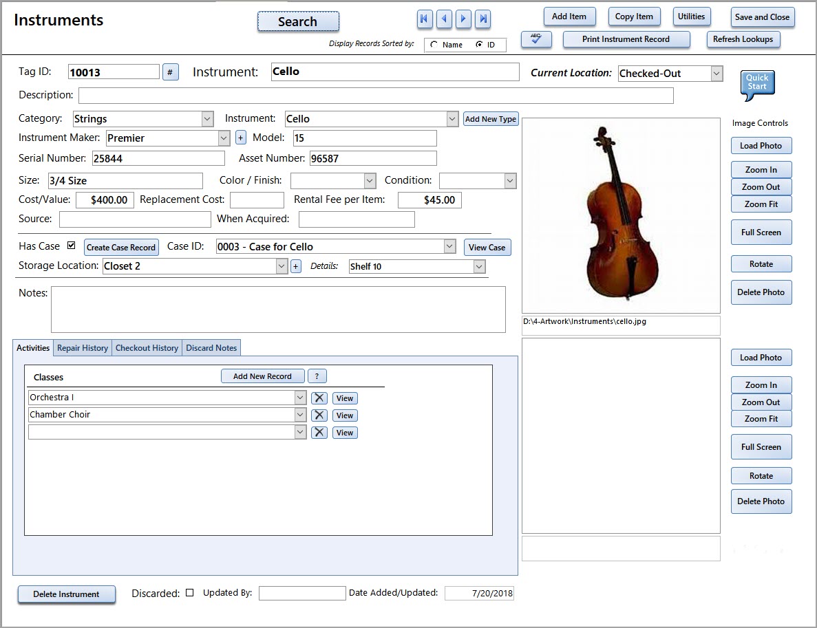 Music Dept Inventory Database