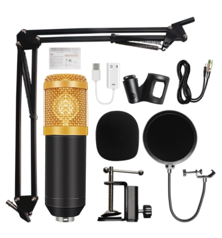 Miniaturebillede: Condenser Mikrofon med Popfilter & Arm