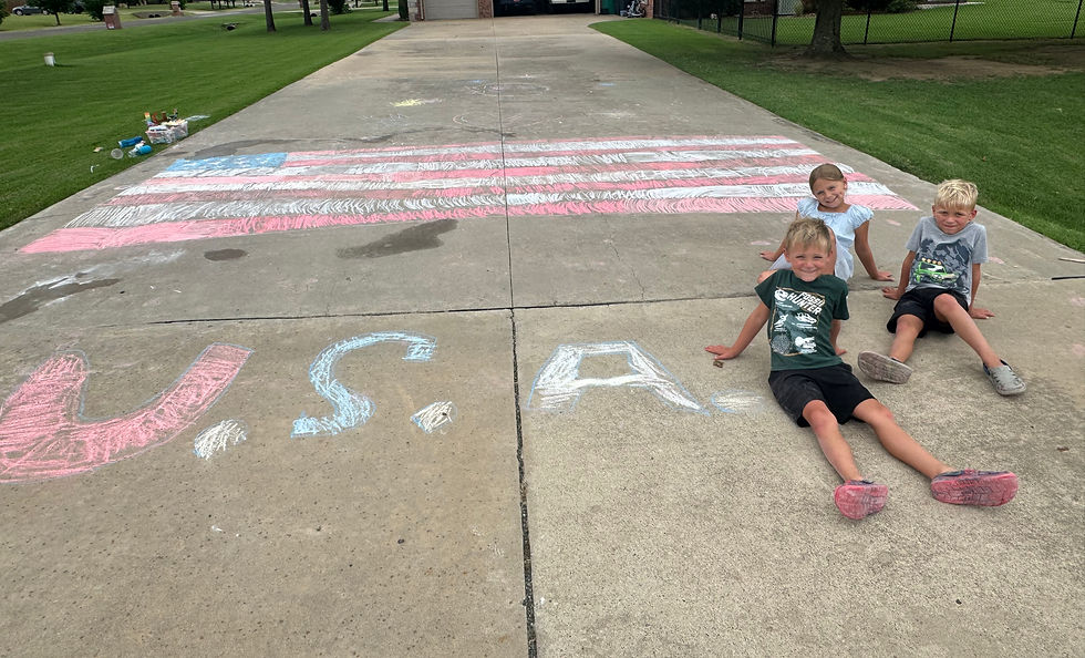 Kids came up with the idea to decorate the driveway!