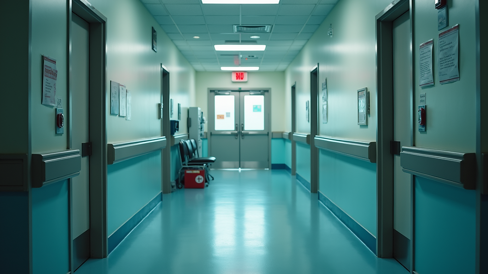 High angle view of a hospital emergency room entrance