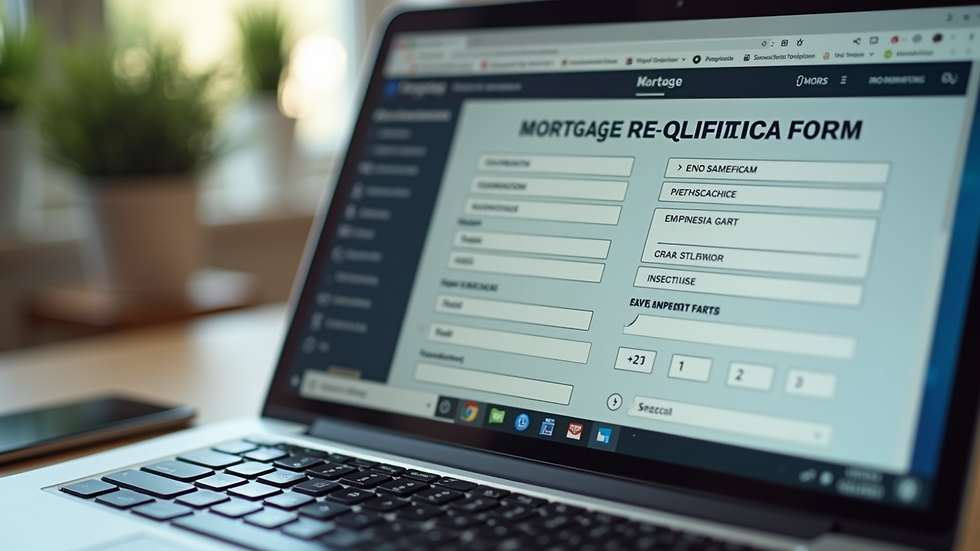 Eye-level view of a laptop screen showing a mortgage pre-qualification form