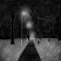 Dark Snowy Sidewalk Illustration
