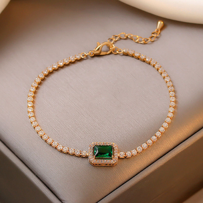 Thumbnail: Adjustable Geometric Rhinestone Bracelet in Retro Style
