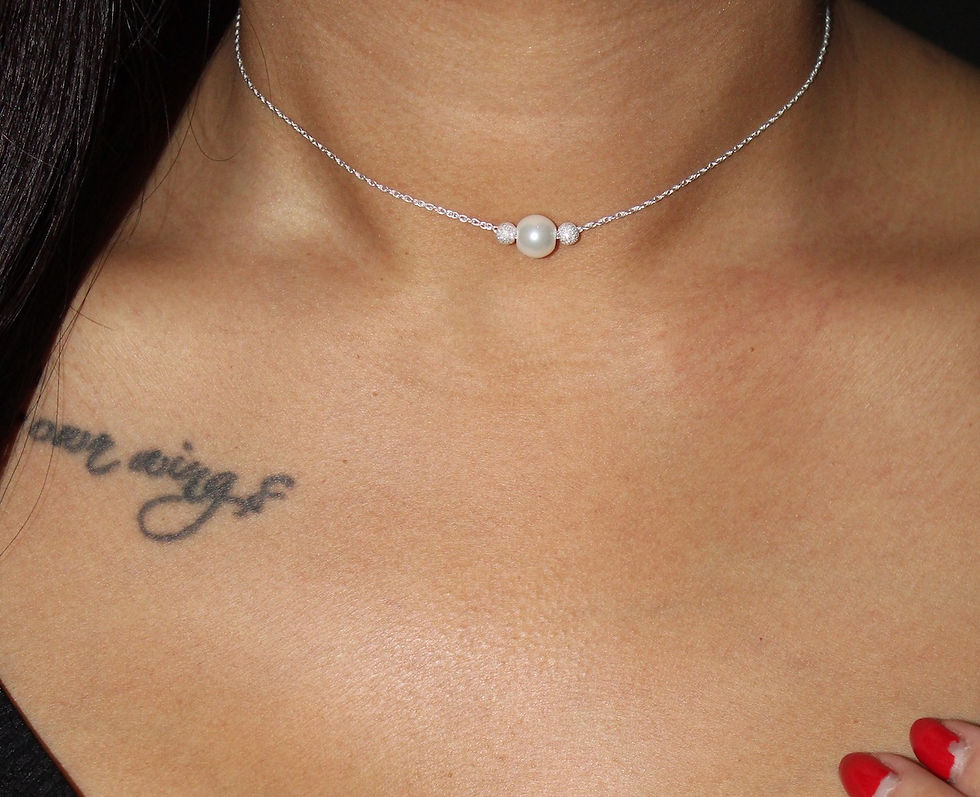 White glitter choker