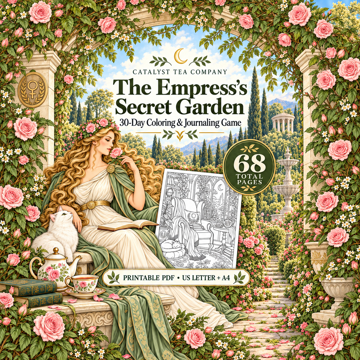 The Empress’s Secret Garden | Coloring & Journaling Game PDF