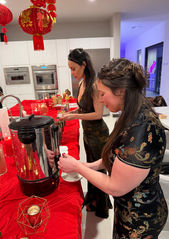 Participants creating their own custom tea blends during a private tea blending workshop in Las Vegas