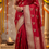 Thumbnail: Poppy Flower Red Silk Saree