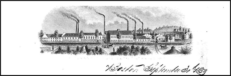 1850s B&S Glass Co. letterhead showing St. John’s Park in the foreground. Source: Glass Industry in Sandwich by Ray Barlow & Joan Kaiser