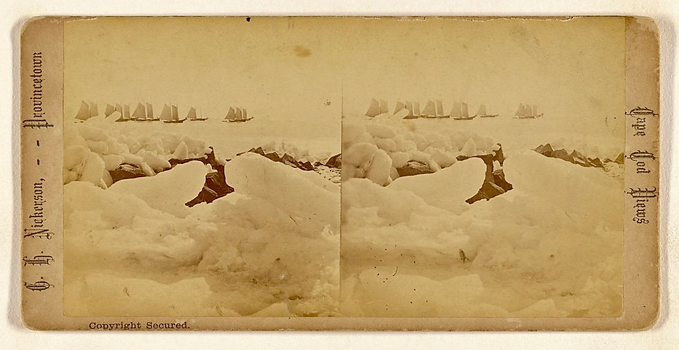 Cape Cod, winter of 1875, fishing fleet off Provincetown. Credit: G.H. Nickerson, The J. Paul Getty Museum