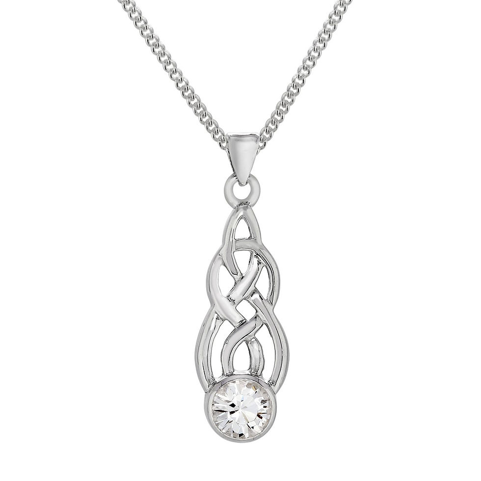 Silver celtic style cz drop pendant & chain - NSNEXCELTICCZP