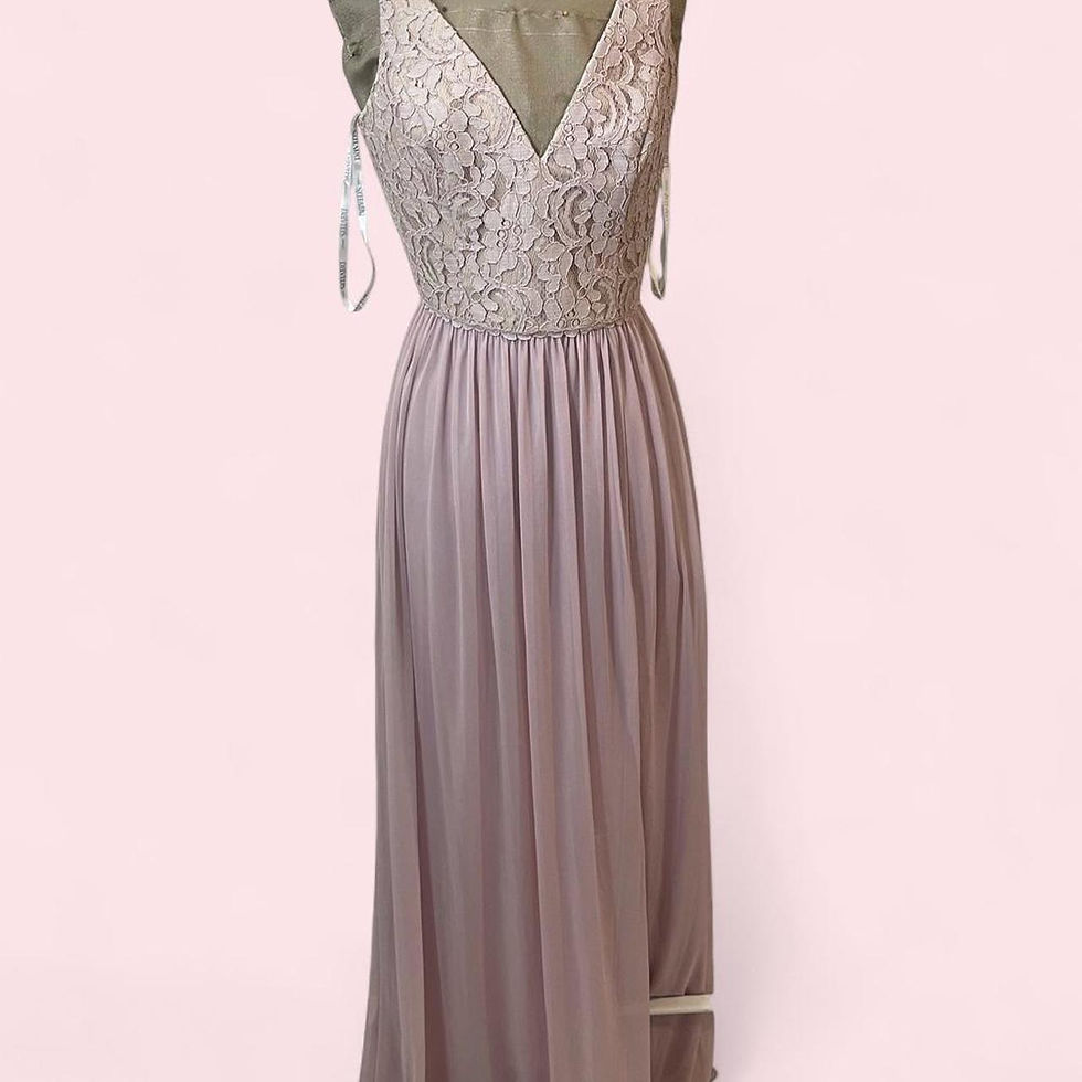 Thumbnail: David's Bridal Pink Maxi Dress Lace Top Pleated Skirt