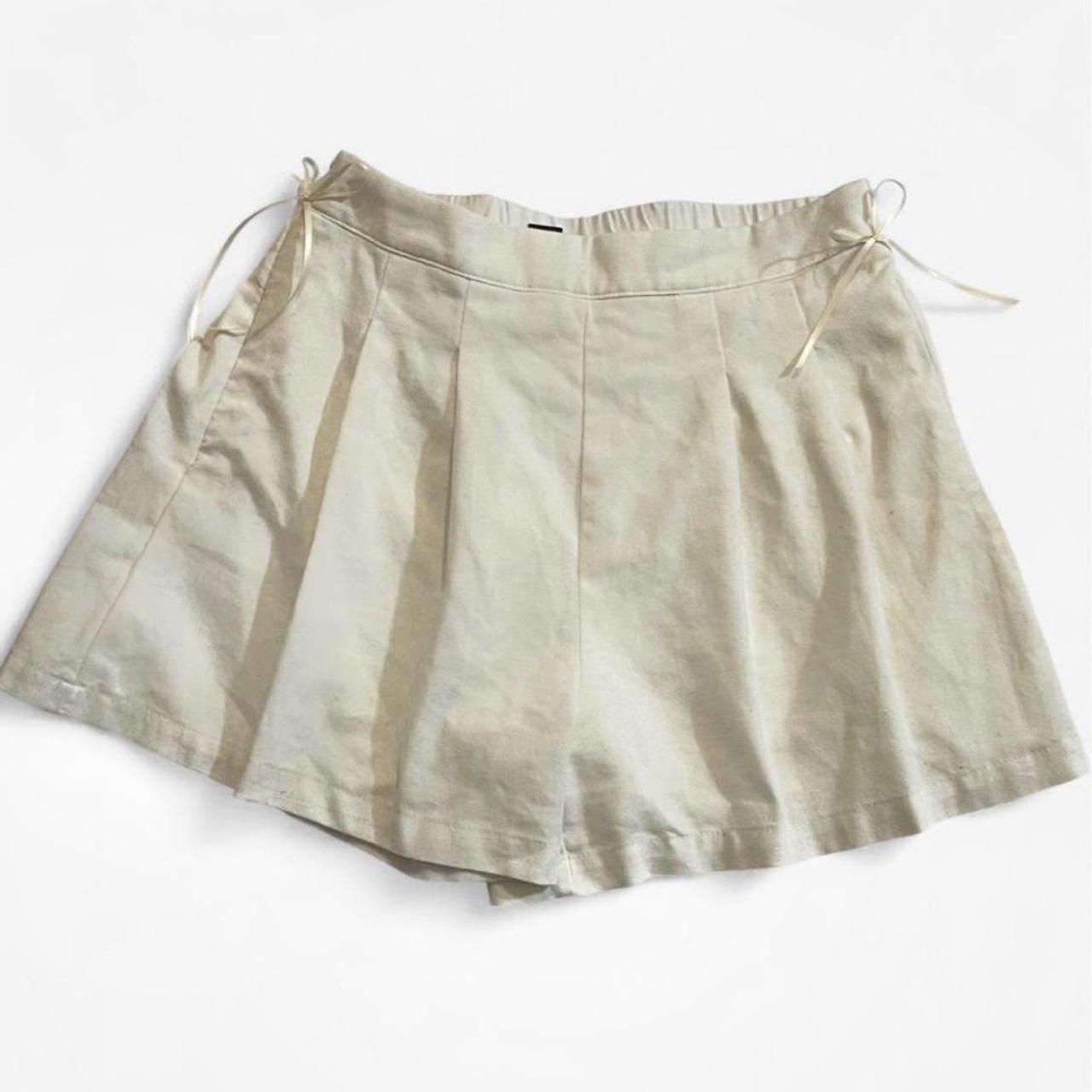 Cream Linen Blend Skort With Bow Detail Size S