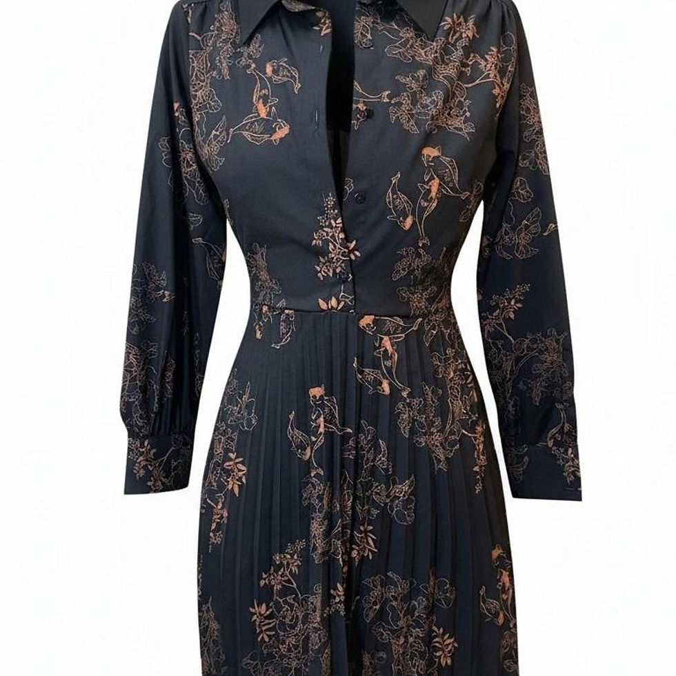 Women's Black & Brown Floral Print Pleated Dress Size S
