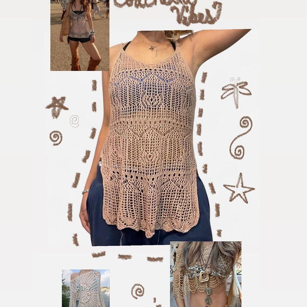 Tan and Brown Crochet Tank Top Women's Small Vest