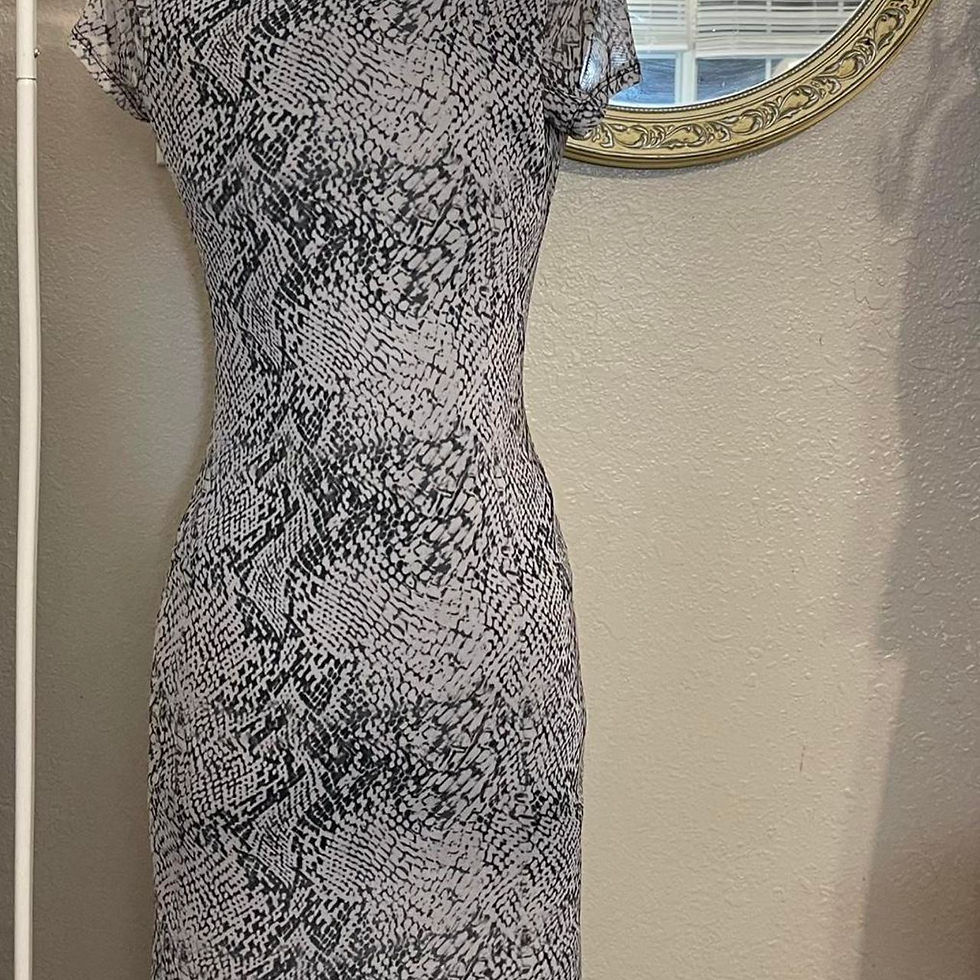 No Boundaries Grey Snake Print Midi Dress Short Sleeve XS