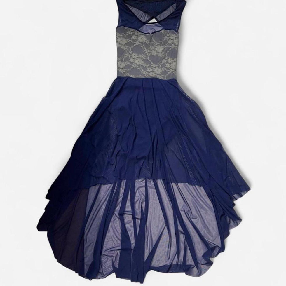 Thumbnail: Ballerina Navy Blue Lace Dress Size S Fairycore Party